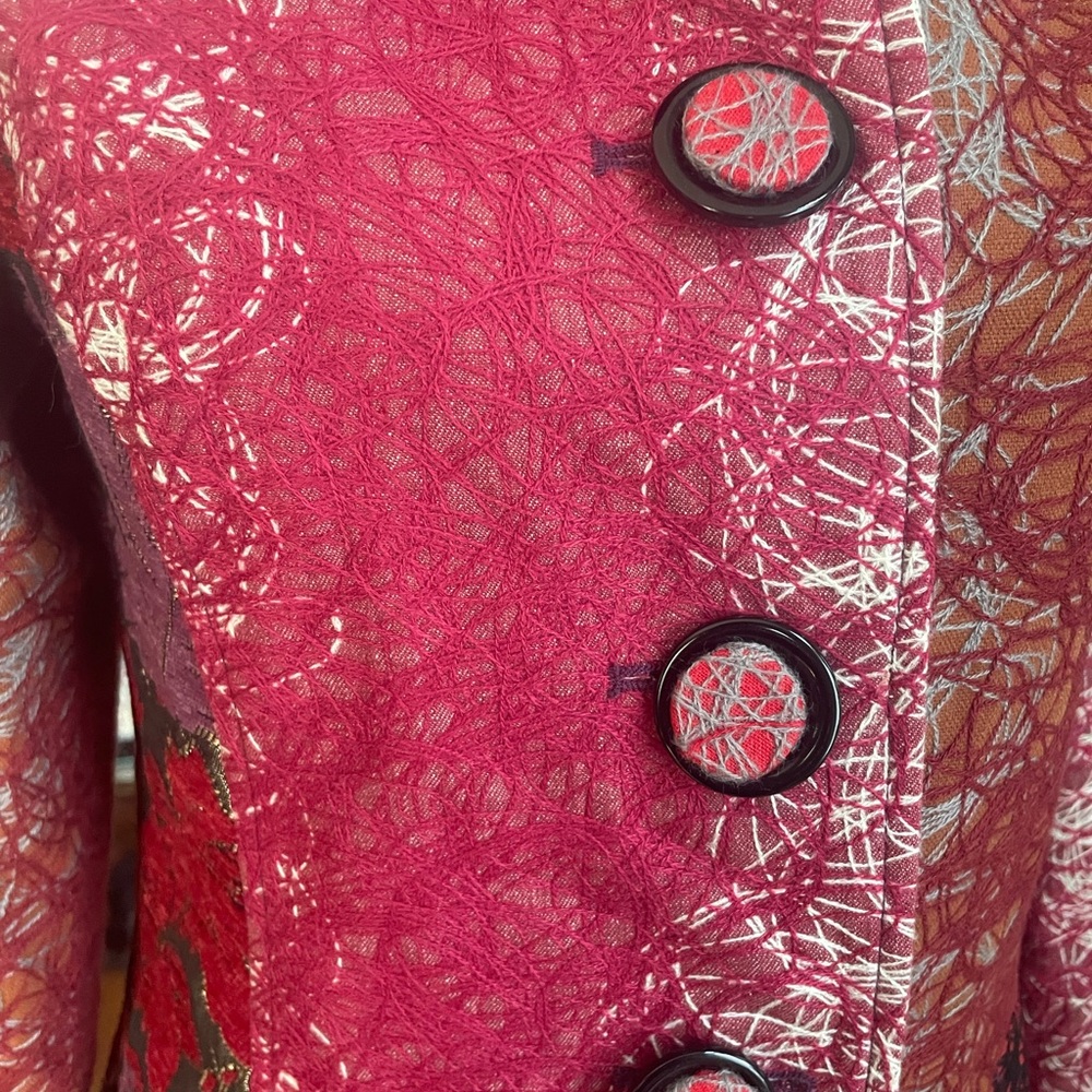 Vintage Lindi Silk-Blend Embroidered Patchwork Coat Size Small - Picture 5 of 12